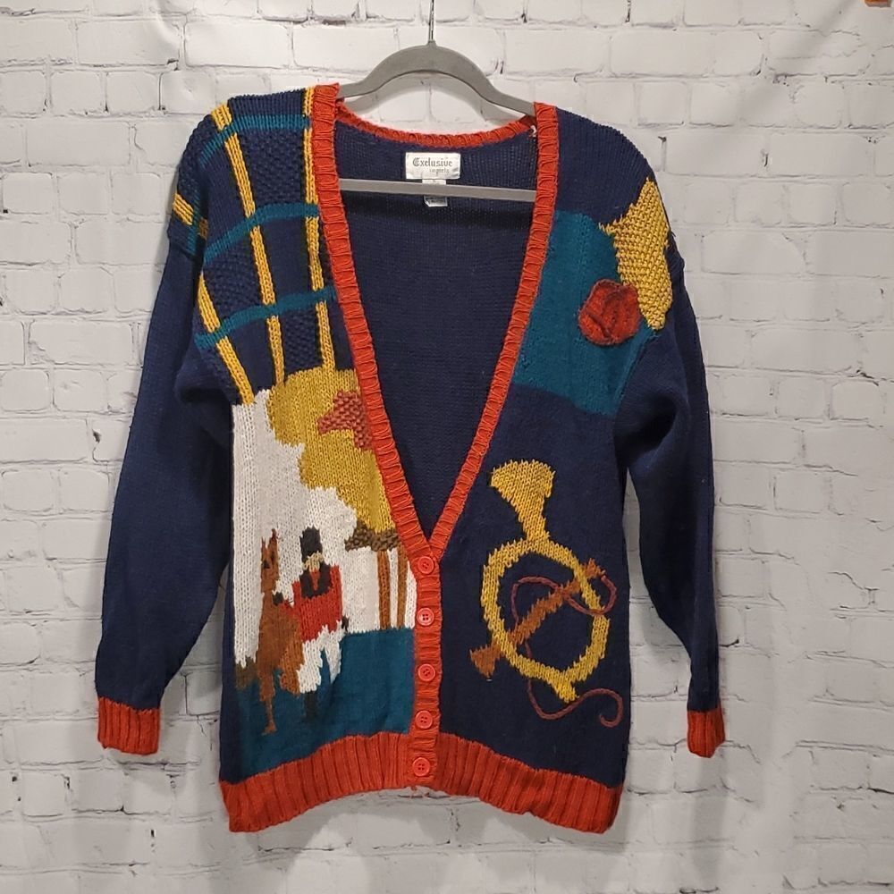 Vintage Exclusive Imports horse themed cardigan